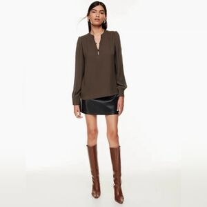 Aritzia Wilfred Ava Mocha Brown Blouse
